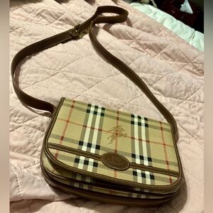 Burberry Vintage Nova Check Shadow shoulder bag in beige PVC and brown leather